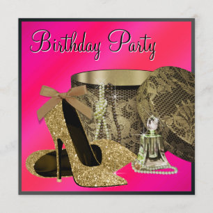 Invitation Chaussures à talons hauts Perles Rose Chaud Annive
