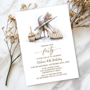 Invitation Chaussures à talons hauts rayées beige pour 40e an