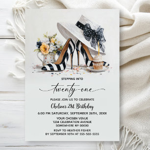 Invitation Chaussures à talons hauts rayées noir et blanc 21è