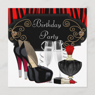 Invitation Chaussures à talons hauts Red Zebra pour fête d'an