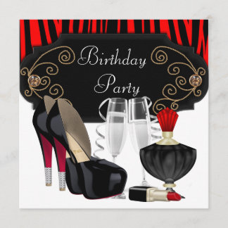 Invitation Chaussures à talons hauts Red Zebra pour fête d'an
