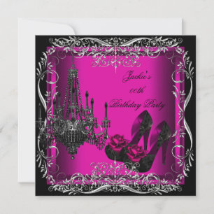 Invitation Chaussures à talons hauts rose chaud noir pour fêt