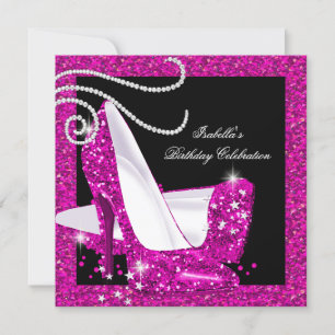 Invitation Chaussures à talons hauts rose pailleté pour fête 