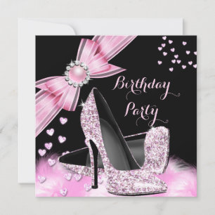 Invitation Chaussures à talons hauts rose pailletées pour une