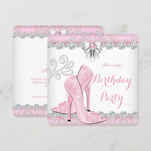 Invitation Chaussures à talons hauts rose vif en diamant pour
