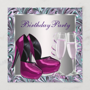 Invitation Chaussures à talons hauts rose vif pour l'annivers