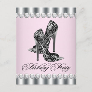 Invitation Chaussures à talons hauts roses léopard pour fête 