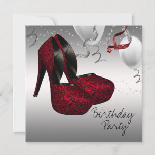 Invitation Chaussures à talons hauts rouge argent Anniversair