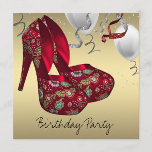 Invitation Chaussures à talons hauts Rouge Or Fête d'annivers