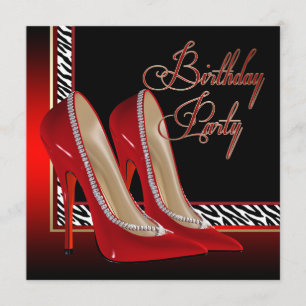 Invitation Chaussures à talons hauts rouge zèbre Or noir pour