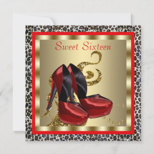 Invitation Chaussures à talons hauts rouges à motif léopard p