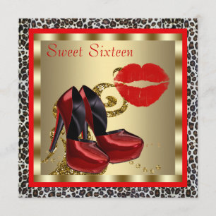 Invitation Chaussures à talons hauts rouges Anniversaire Swee