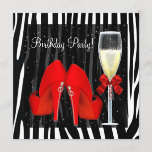 Invitation Chaussures à talons hauts rouges cocktails Zèbre A