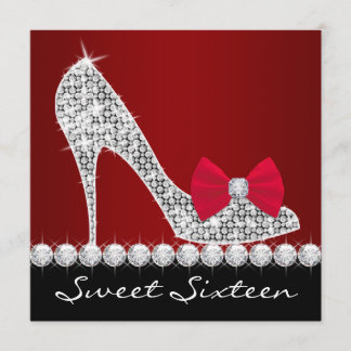 Invitation Chaussures à Talons Hauts Rouges et Noires Fête d'