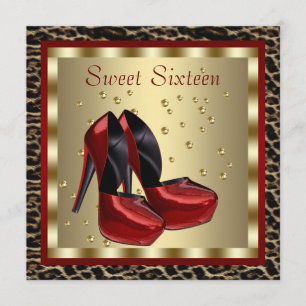 Invitation Chaussures à talons hauts rouges léopard Sweet Six