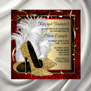 Invitation Chaussures à talons hauts rouges noirs pour fête d