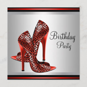 Invitation Chaussures à talons hauts rouges pour anniversaire
