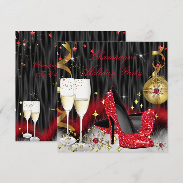 Invitation Chaussures à talons hauts rouges pour fête de Noël (Devant / Derrière)