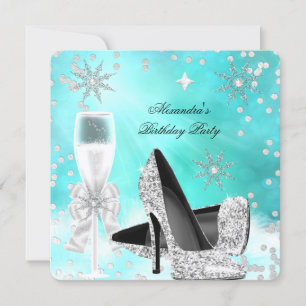 Invitation Chaussures à talons hauts sarcelle argent champagn