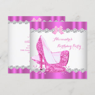 Invitation Chaussures à talons hauts scintillantes roses pour