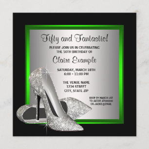 Invitation Chaussures à talons hauts vert citron pour l'anniv