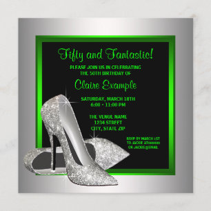 Invitation Chaussures à talons hauts vert citron pour l'anniv