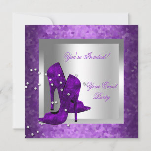 Invitation Chaussures à talons hauts violettes pour événement