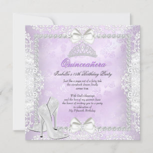 Invitation Chaussures à talons hauts violettes pour Quinceane