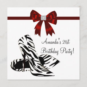 Invitation Chaussures à talons hauts Zèbre Femme 21e annivers