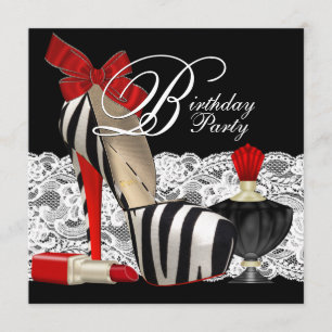 Invitation Chaussures à talons hauts Zèbre Rouge Noir Zèbre P