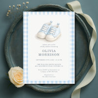 Chaussures Bébé Bleu Garçon Baby Shower Gingham