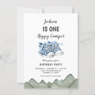 Invitation Chaussures Bébé Bleu Petit Camper Anniversaire