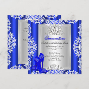 Invitation Chaussures bleu roi pour les 15 ans de Quinceanera