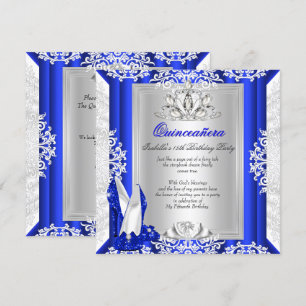 Invitation Chaussures Bleu Royal pour Quinceañera Pailletées