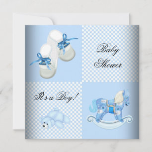 Invitation Chaussures chaussons bébé garçon shower bébé bleu 