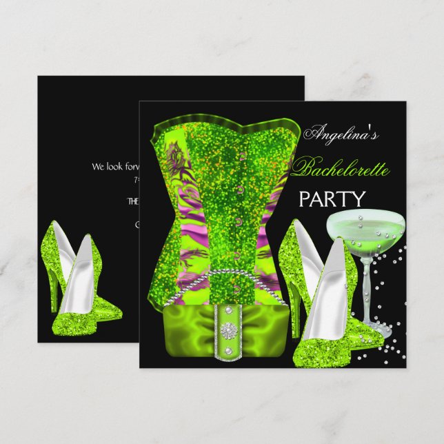 Invitation Chaussures Corset de la fête de la Bachelorette ve (Devant / Derrière)