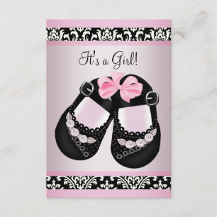 Invitation Chaussures Damas roses pour bébé chienne RSVP