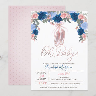 Invitation Chaussures de Ballet Points Floraux Baby Shower