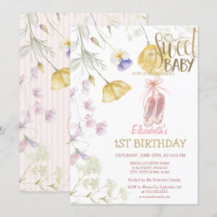 Invitation Chaussures de ballet rayure Wildflowers Anniversa