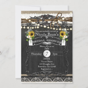 Invitation Chaussures de cheval rustiques et fleurs de campag