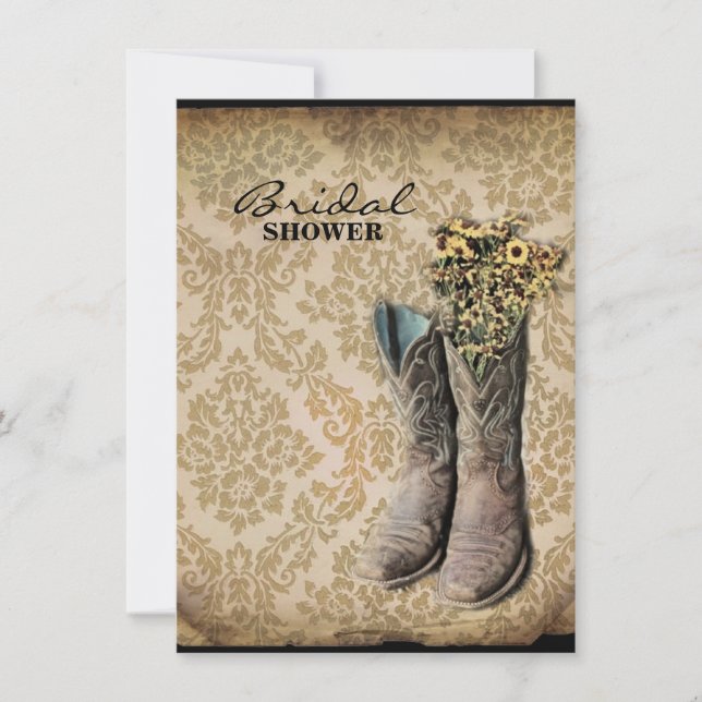 Invitation Chaussures de cow-boy Damask fleur sauvage Western (Devant)