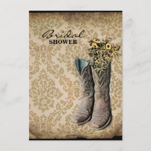 Invitation Chaussures de cow-boy Damask fleur sauvage Western
