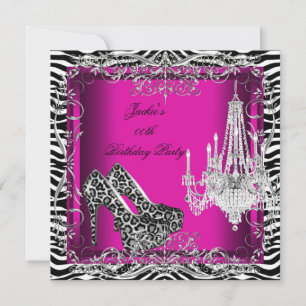 Invitation Chaussures de fête à imprimé léopard zèbre rose ch