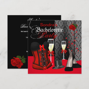 Invitation Chaussures de fête de bachelorette à corset rouge 