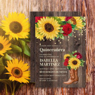Invitation Chaussures de Quinceañera Roses rouges Tournesol R