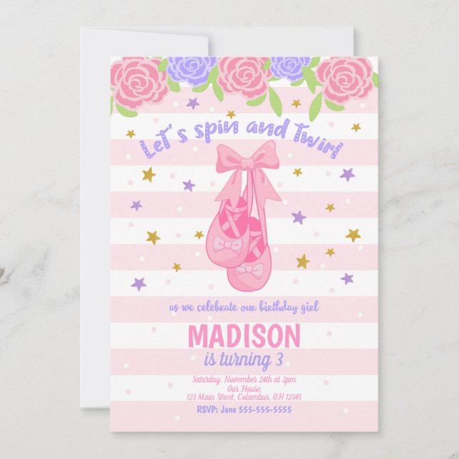 Invitation Chaussures d'invitation/ballet d'anniversaire de (Devant)