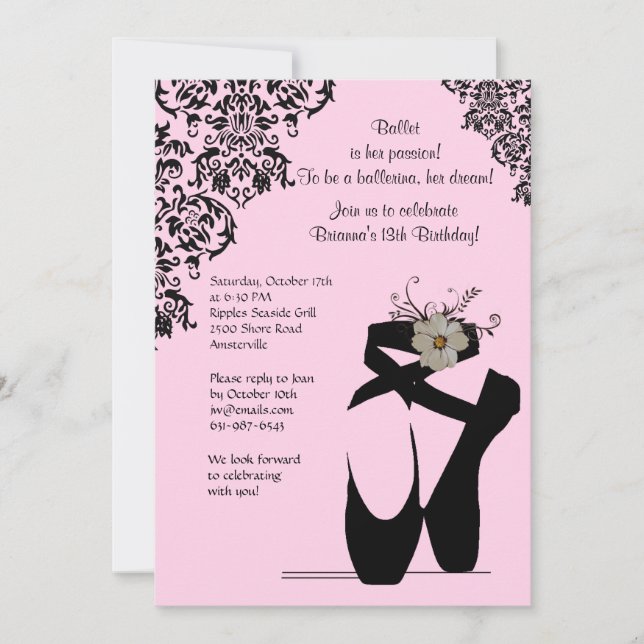 Invitation Chaussures d'orteil avec l'invitation noire de (Devant)