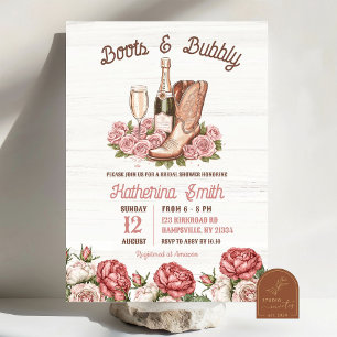 Invitation Chaussures et Bulles Floral Champagne Enterrement