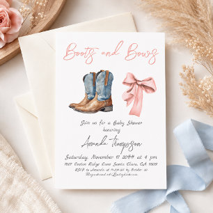 Invitation Chaussures et noeuds élégants pour fille Rose Baby