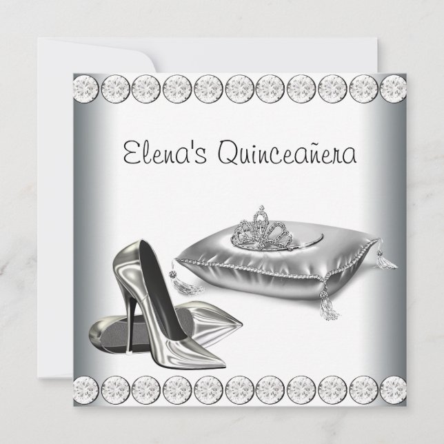 Invitation Chaussures haute talon Princesse Tiara White Quinc (Devant)